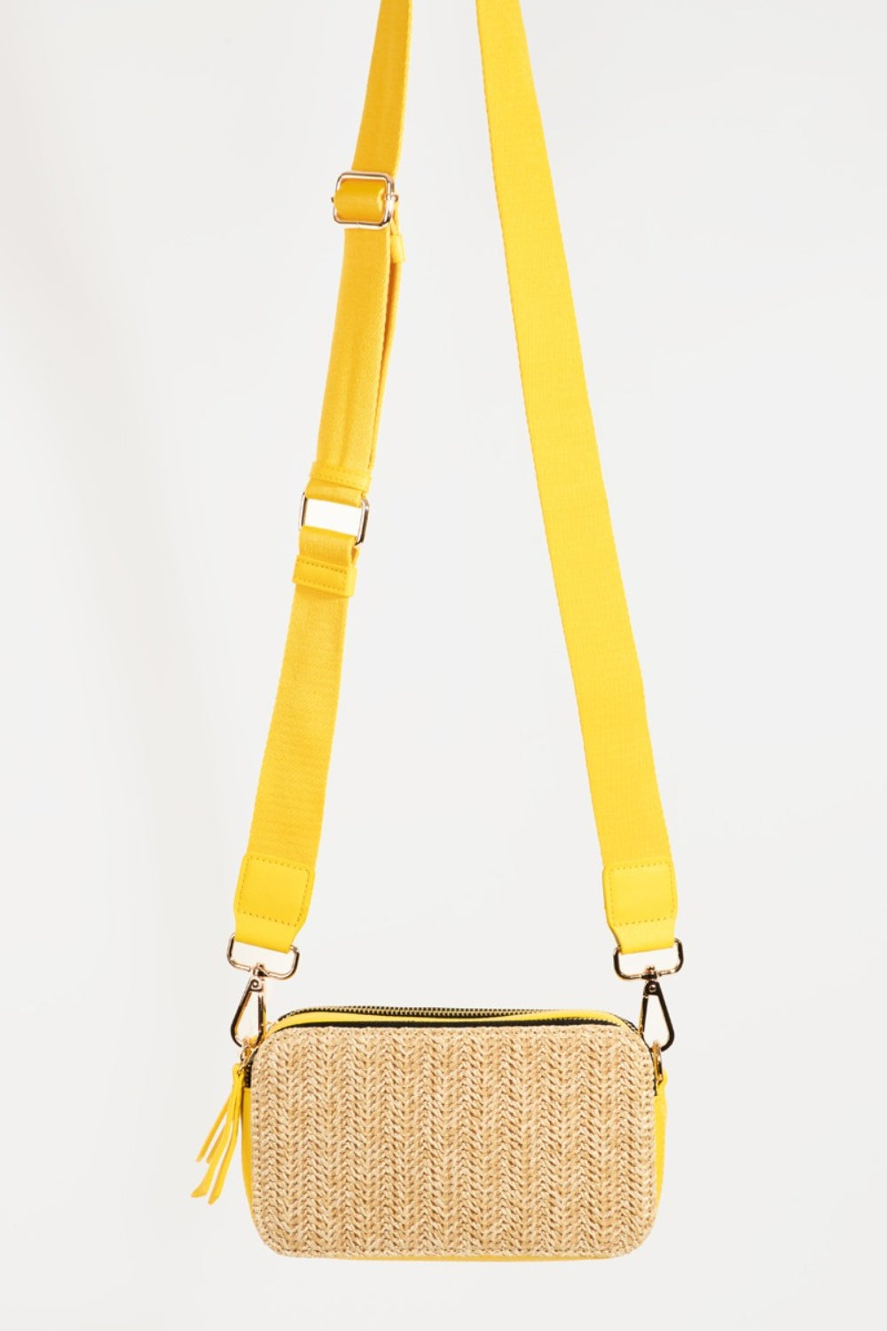 Honeybee Mumford's Straw Contrast Crossbody Bag