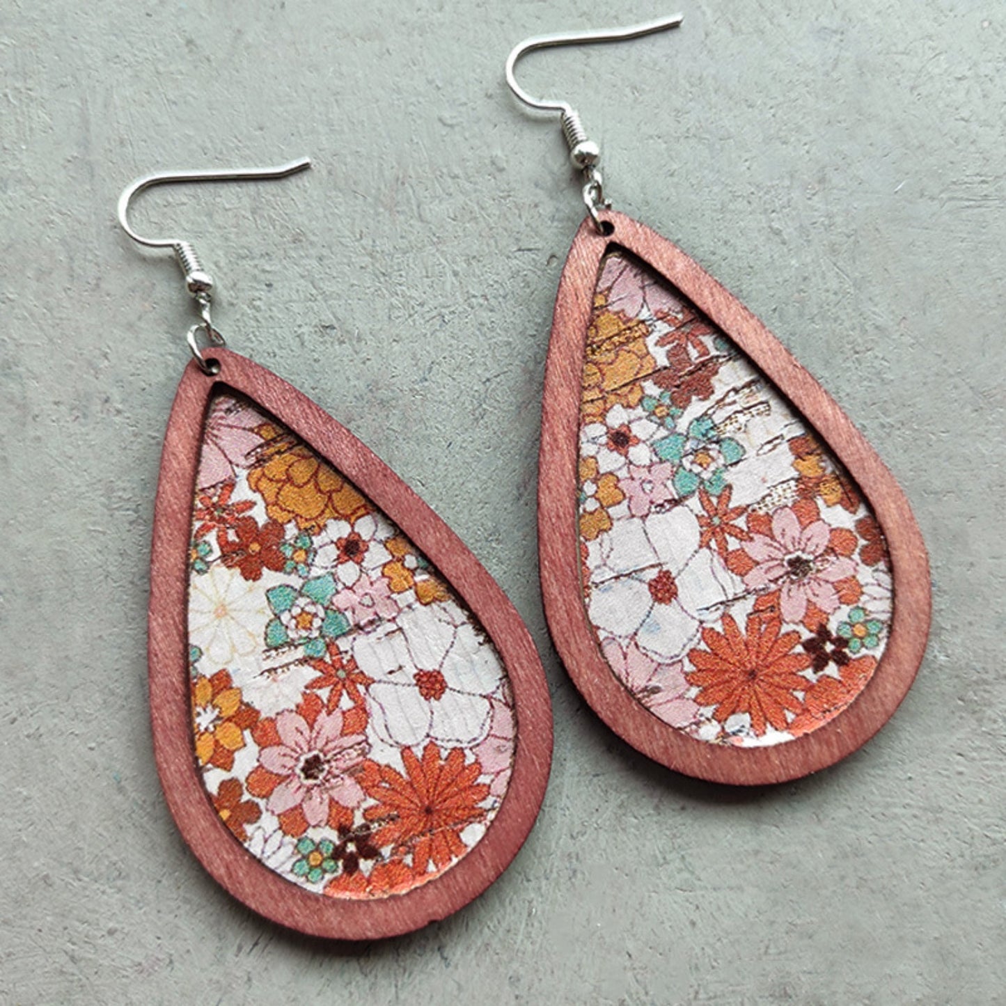 honeybee Mumford's Floral Wood Teardrop Earrings