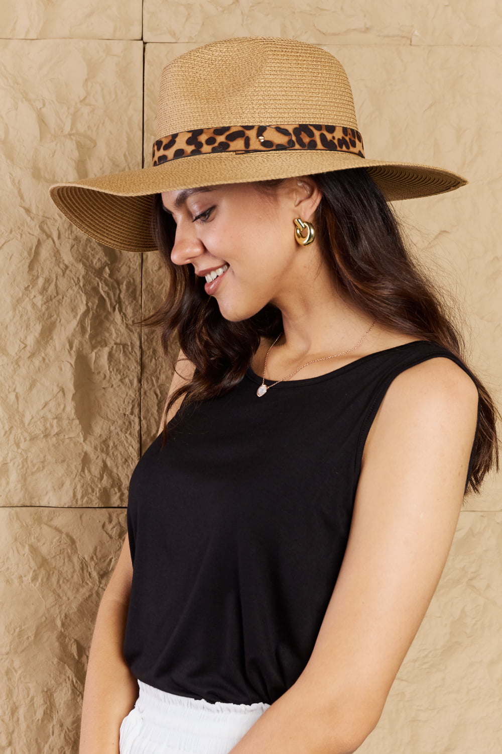 Honeybee Mumford's Wild One Leopard Ribbon Straw Hat