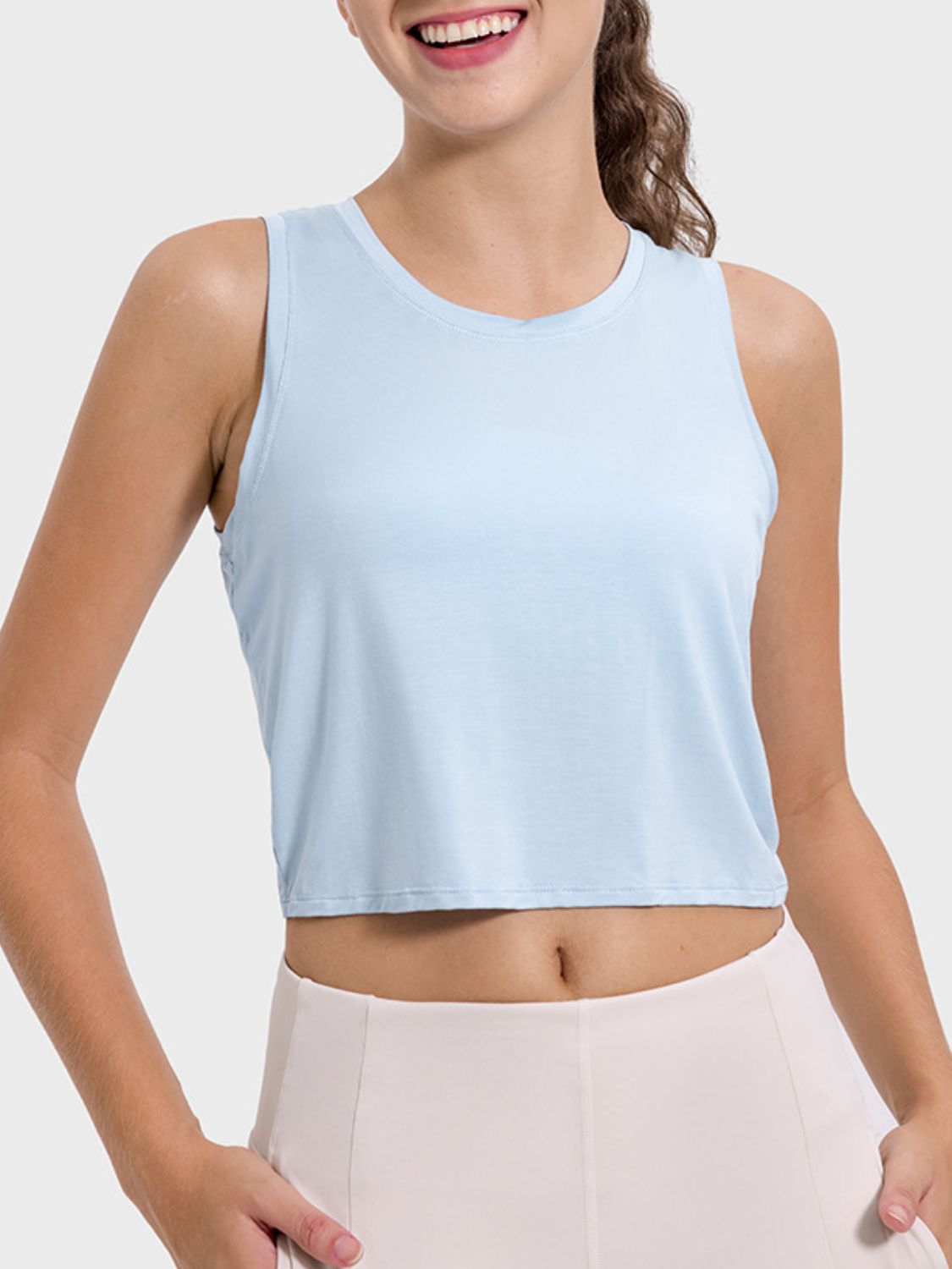 Honeybee Mumford's Drawstring Cutout Round Neck Active Tank