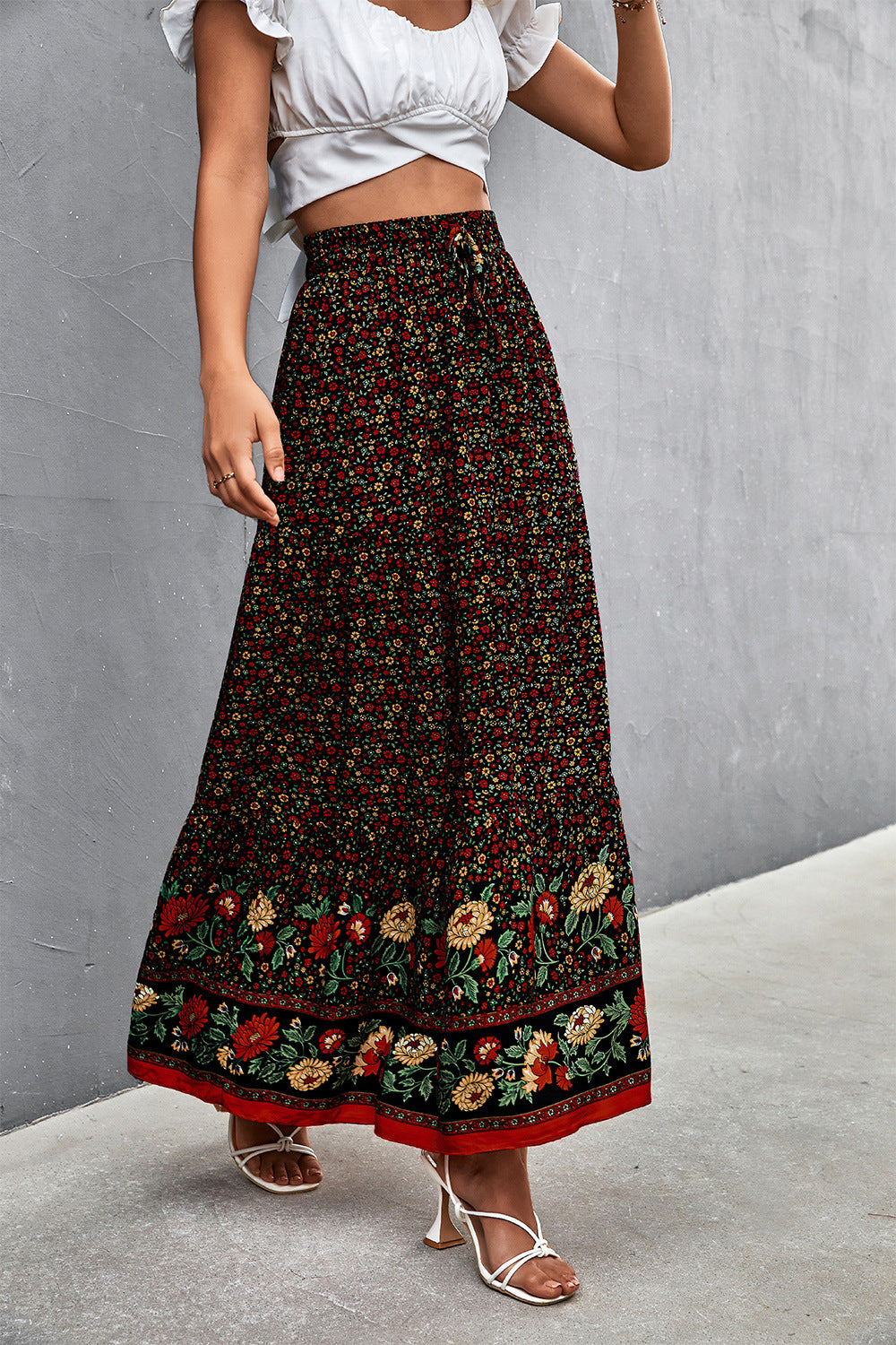 Honeybee Mumford's Floral Tied Maxi Skirt