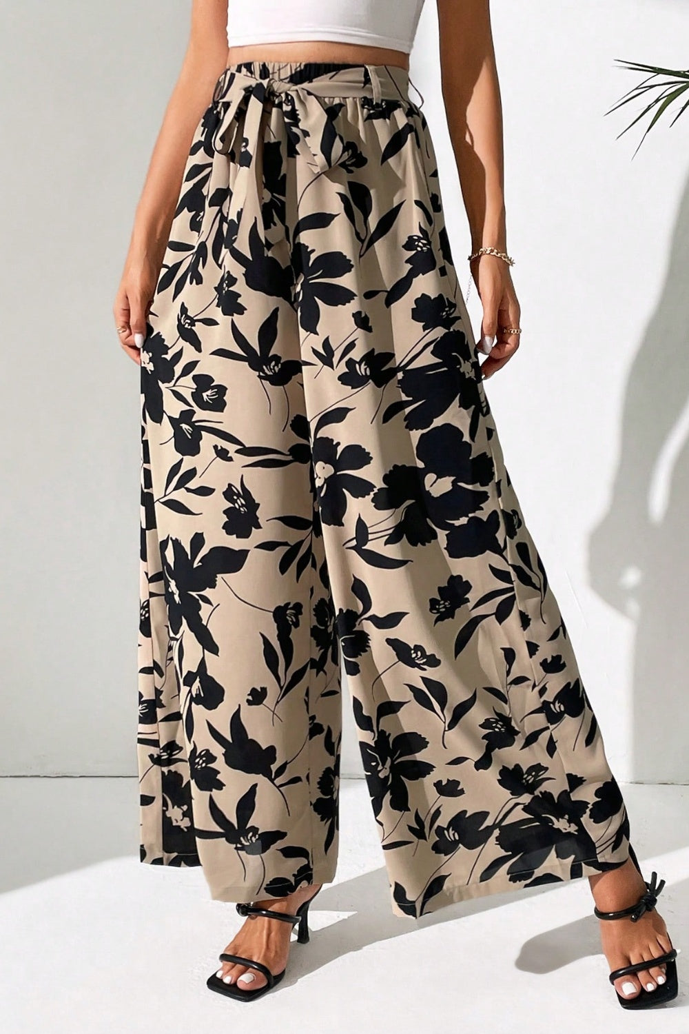 Honeybee Mumford's Printed Tied Wide Leg Pants