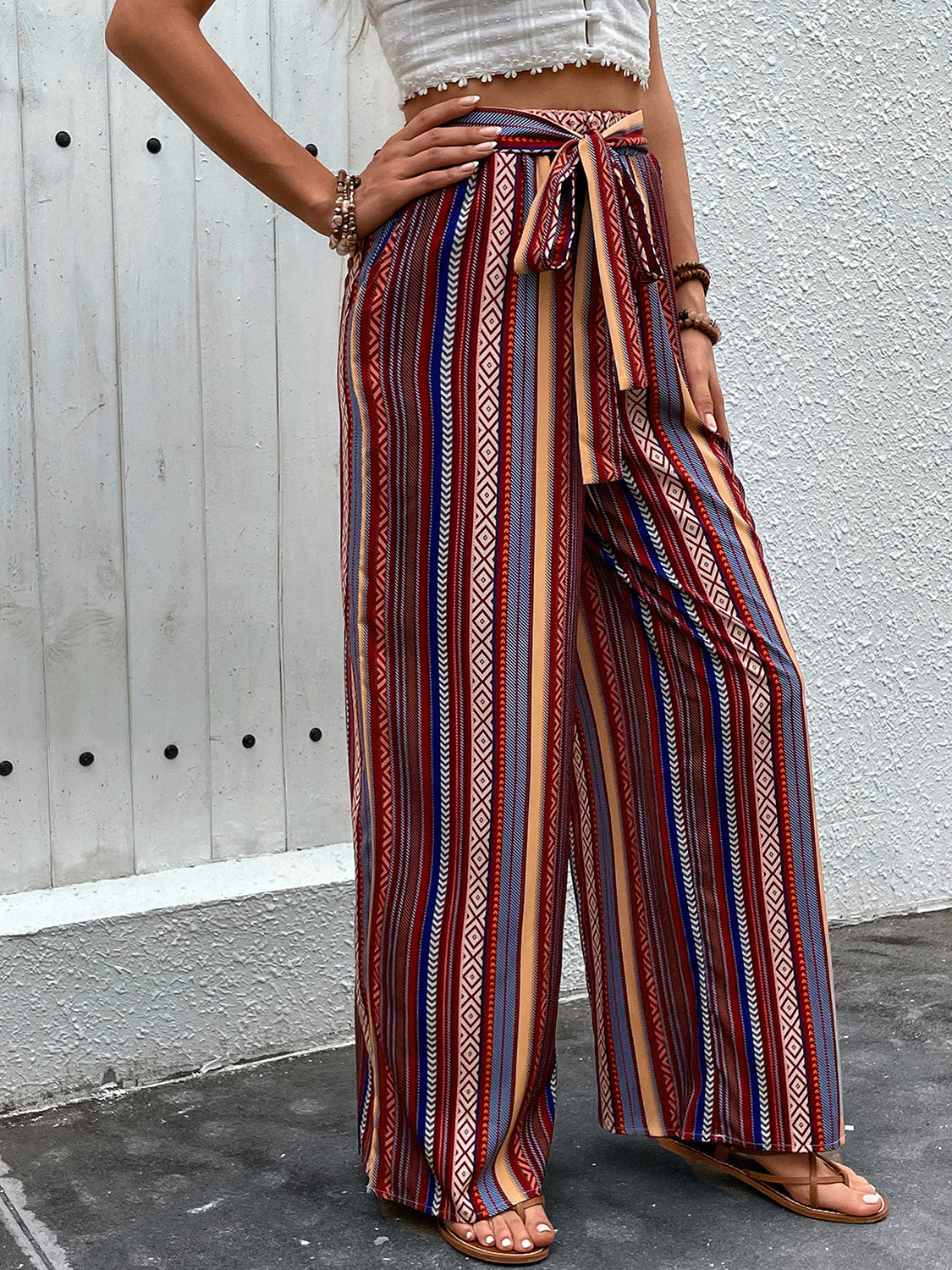 Honeybee Mumford's Tied Geometric Wide Leg Pants