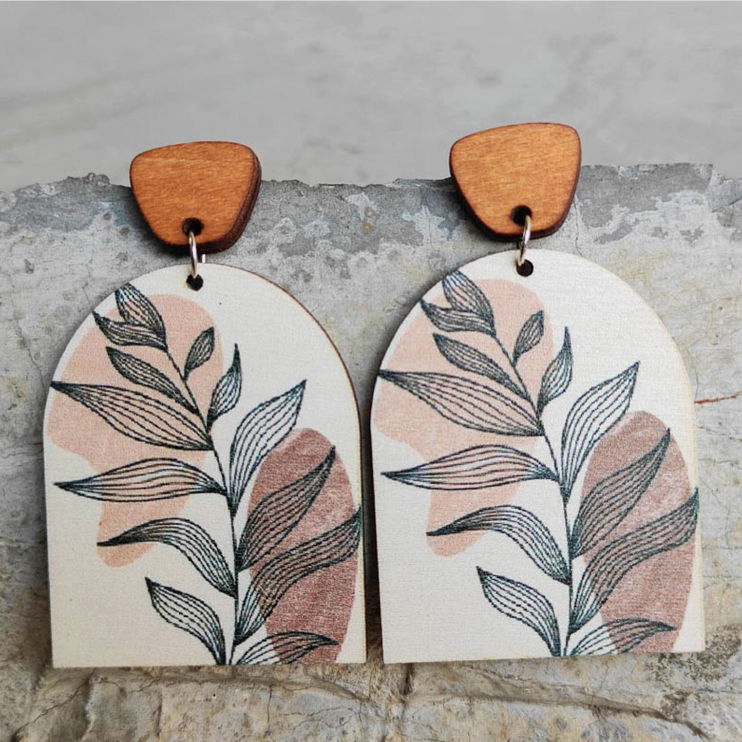 honeybee Mumford's Geometrical Shape Wooden Drop Earrings