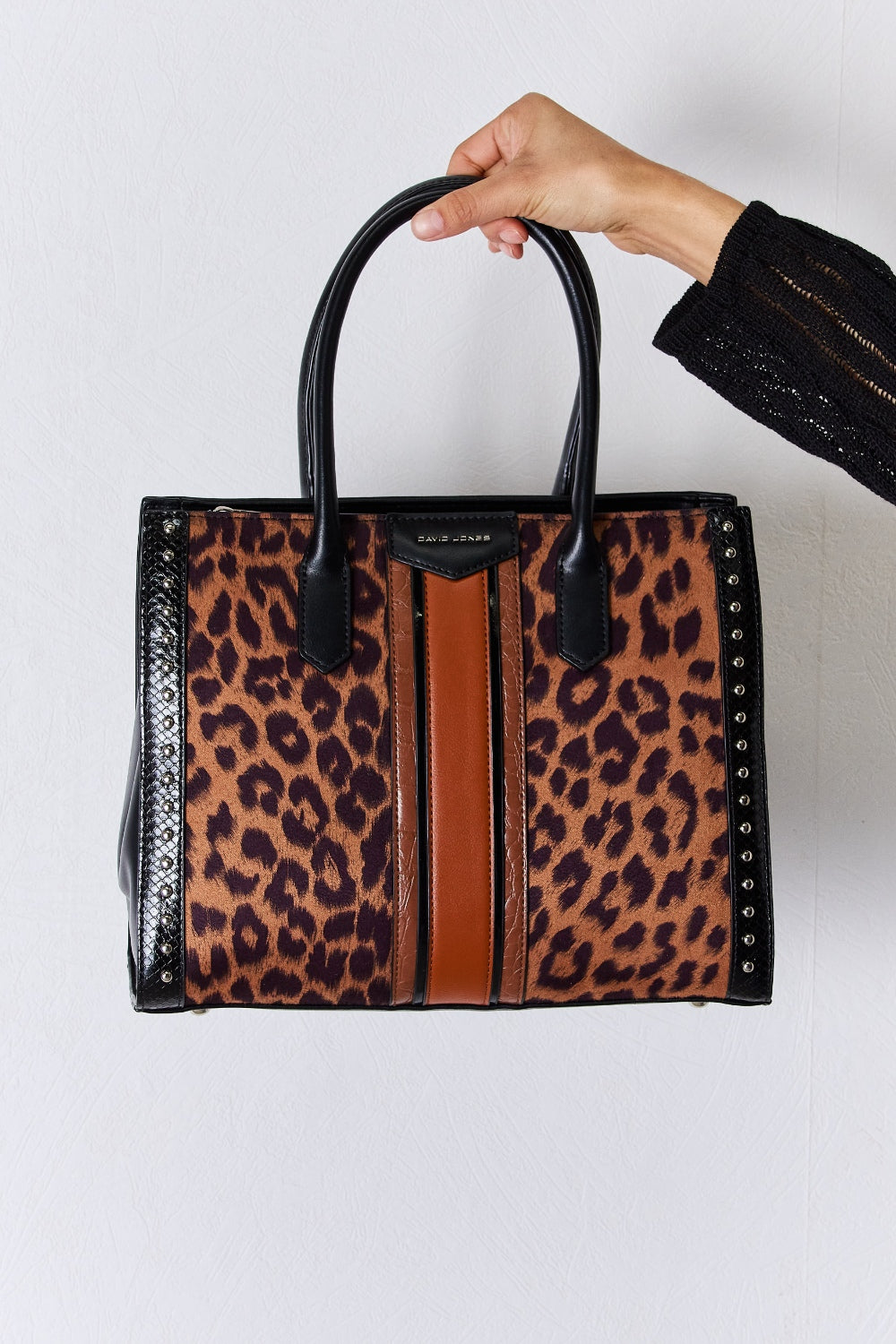 Honeybee Mumford's David Jones Leopard Contrast Rivet Handbag