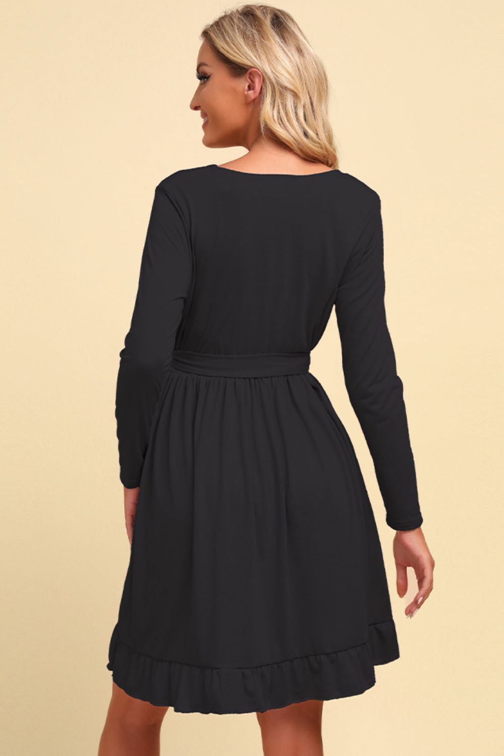 Honeybee Mumford's Long Sleeve Dress w/ Tie Waist Ruffle Hem