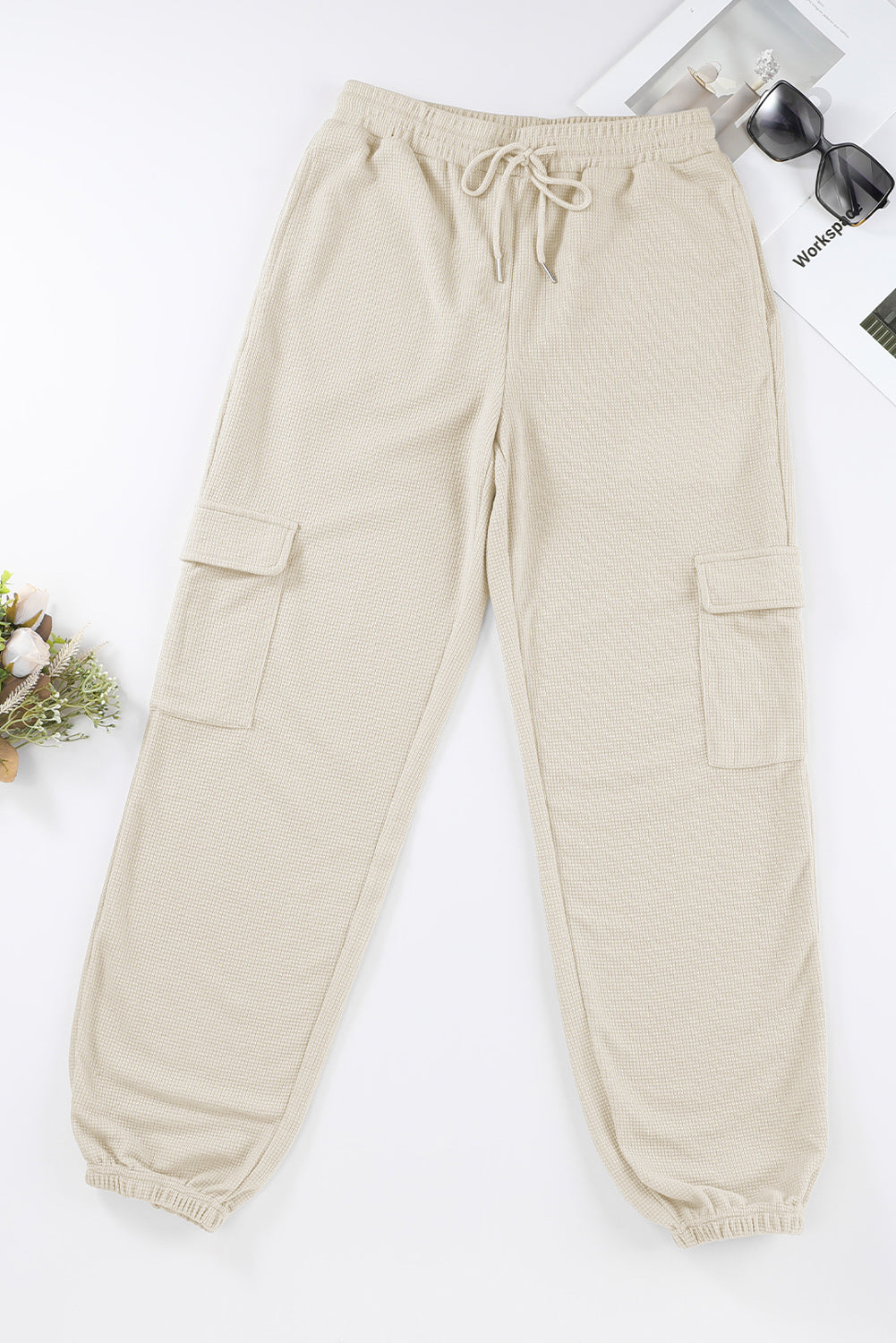 honeybee Mumford's Apricot Waffle Texture Cargo Pocket Jogger Pants