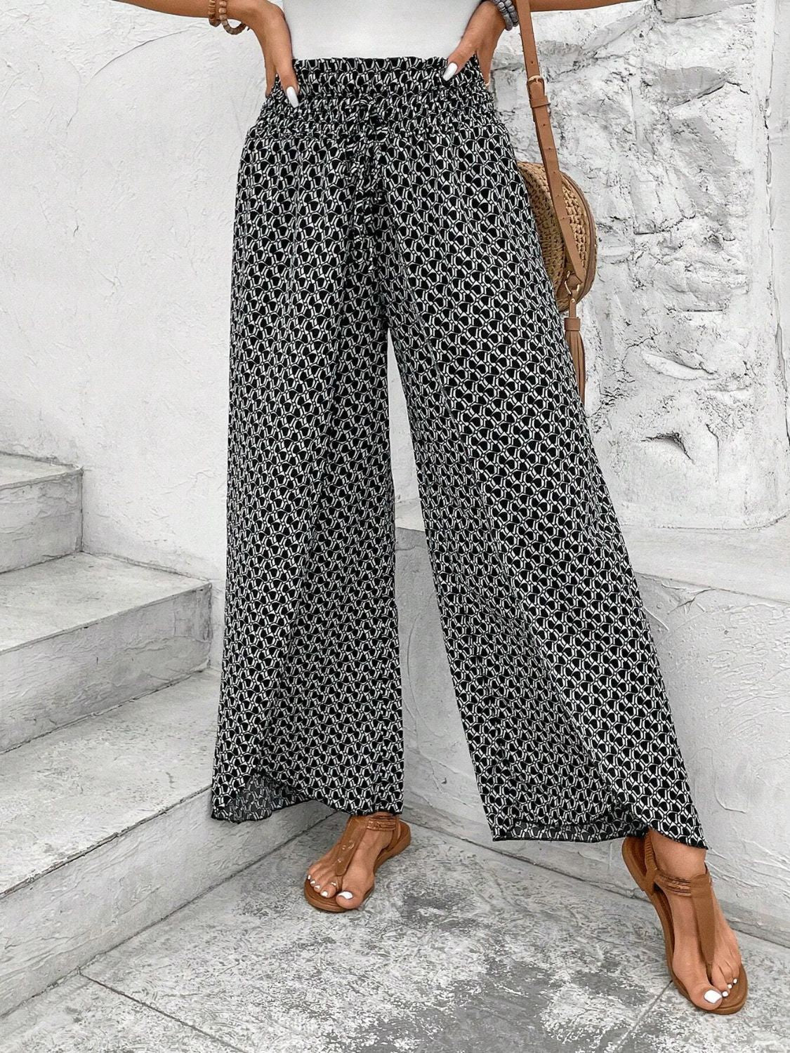 Honeybee Mumford's Tied Printed Wide Leg Pants