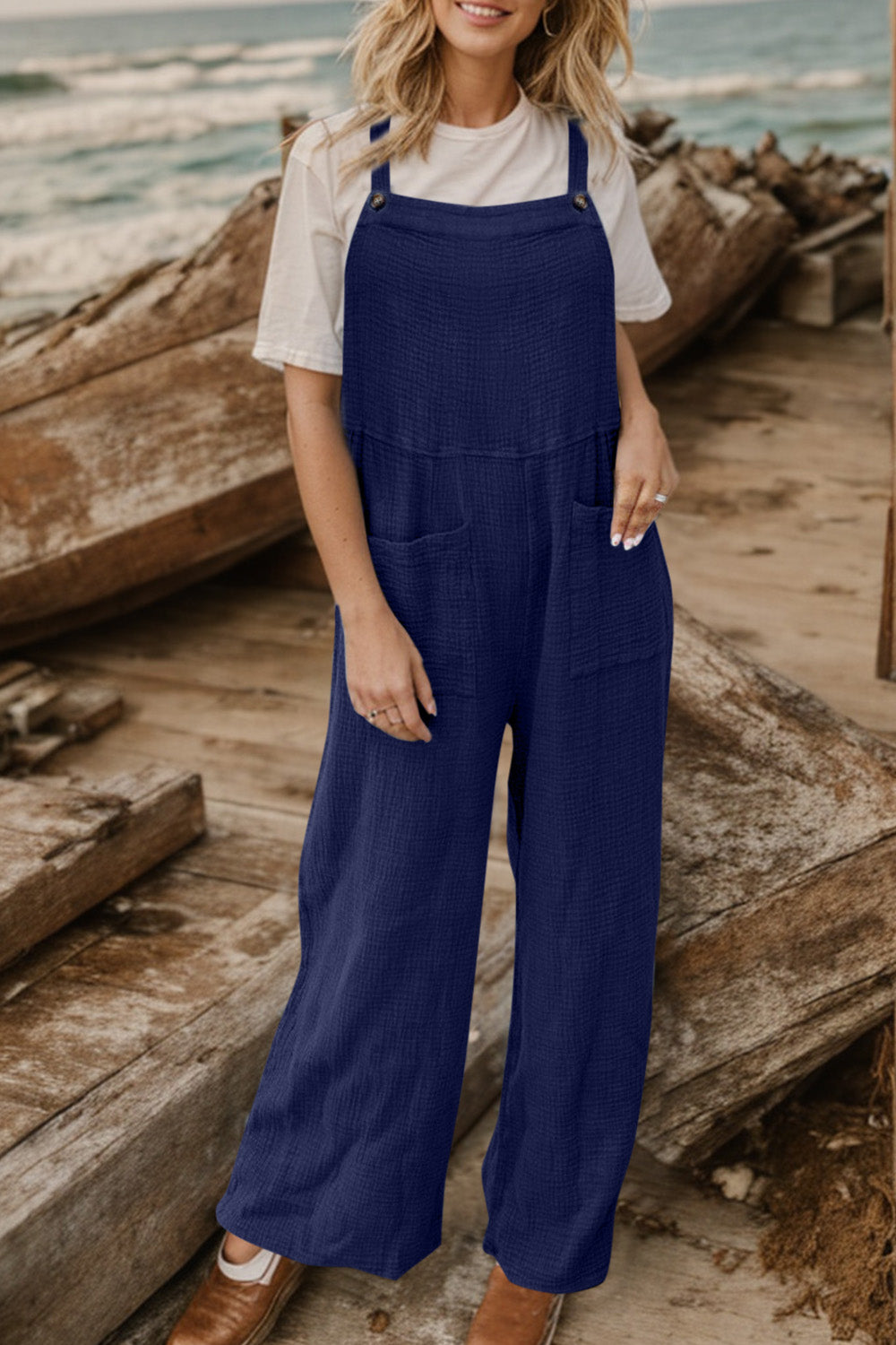 Honeybee Mumford's Full Size Wide Leg Front Pocket Jumpsuit