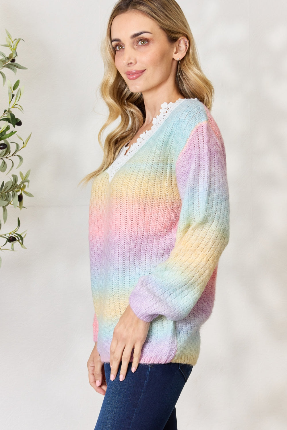 Honeybee Mumford's Rainbow Gradient Crochet Sweater