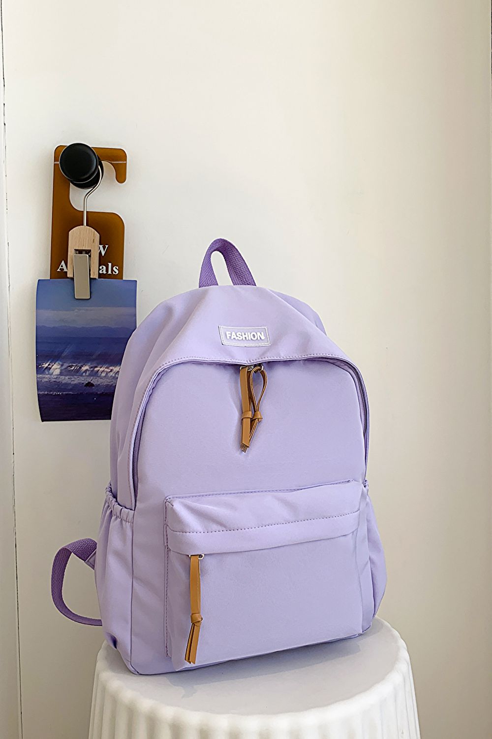 honeybee Mumford's Polyester Backpack( light purple,blue,black, peach, light green, yellow and white colors)