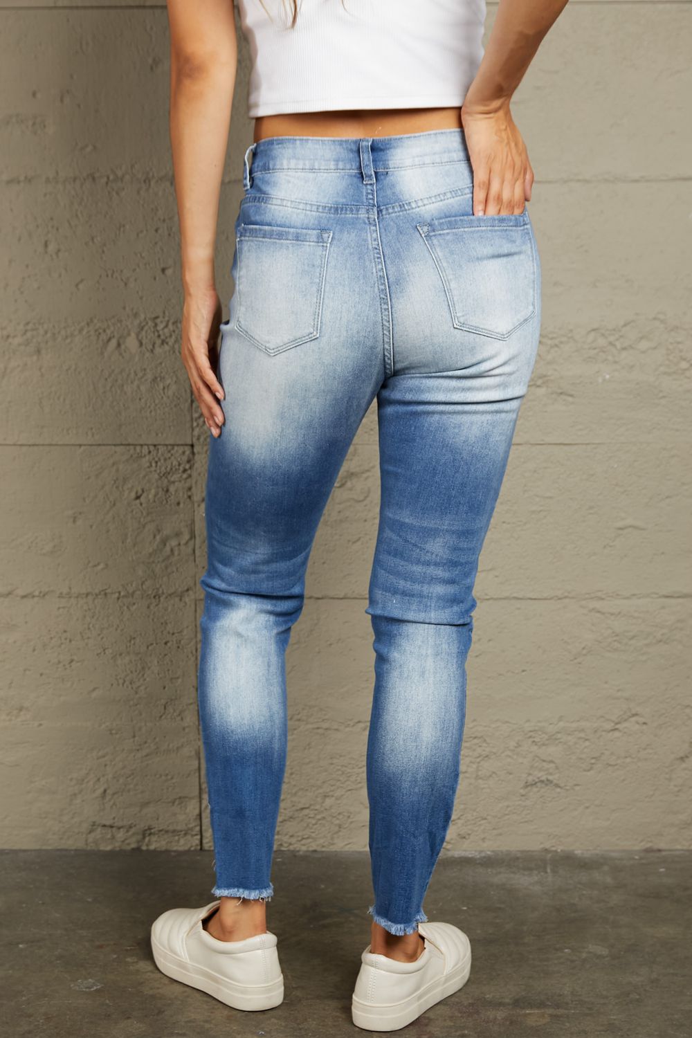 Honeybee Mumford's sky blue Faded Mid High-Rise Jeans