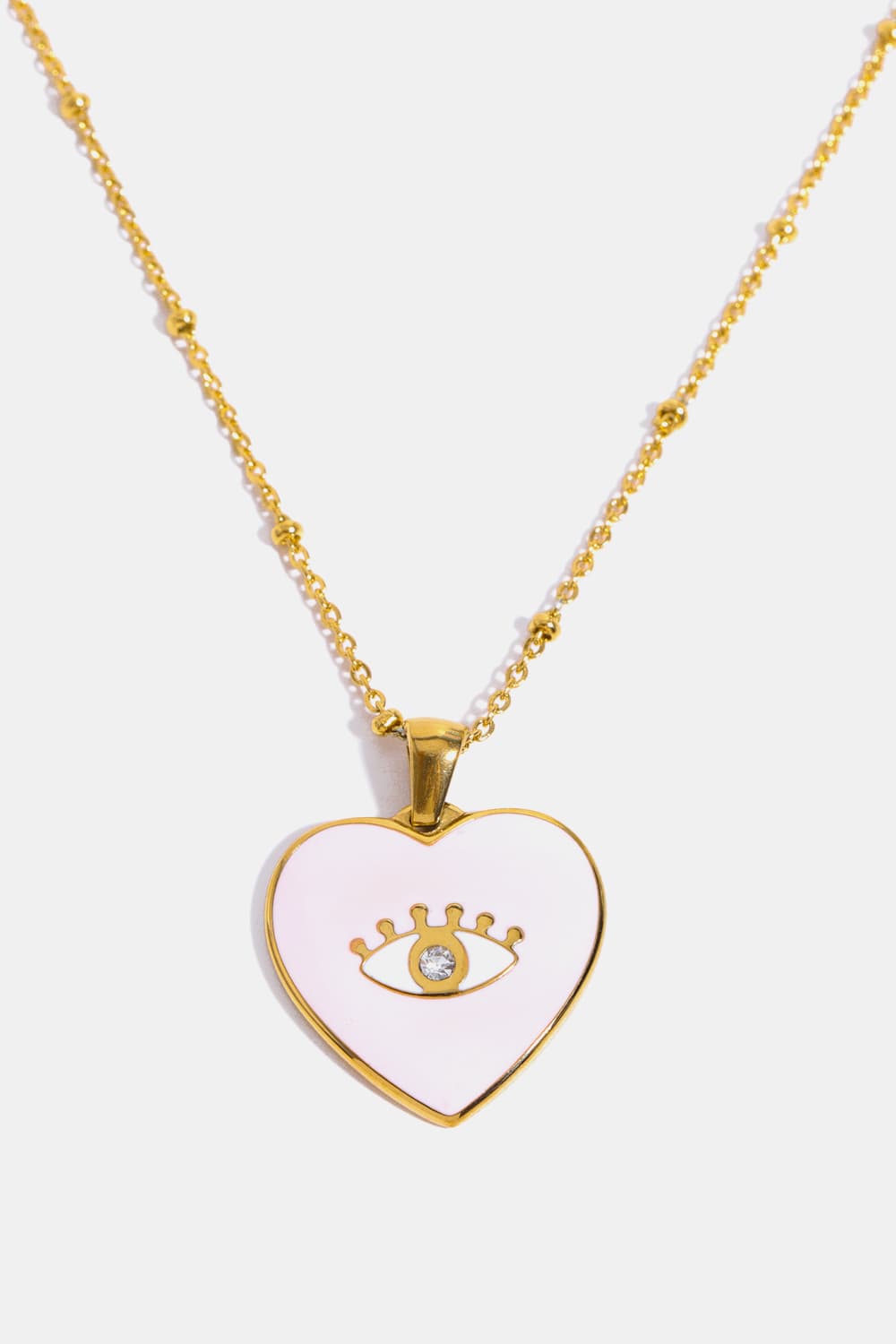 Honeybee Mumford's Heart & Evil Eye Shape 18K Gold Plated Pendant Necklace