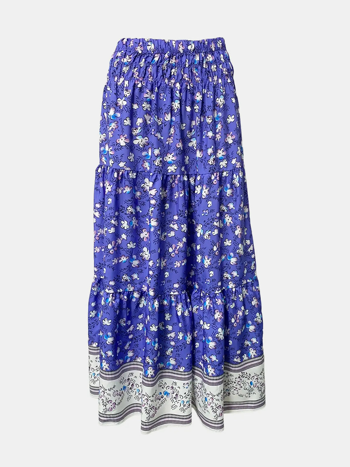 Honeybee Mumford's Full Size Tiered Printed Elastic Waist Skirt