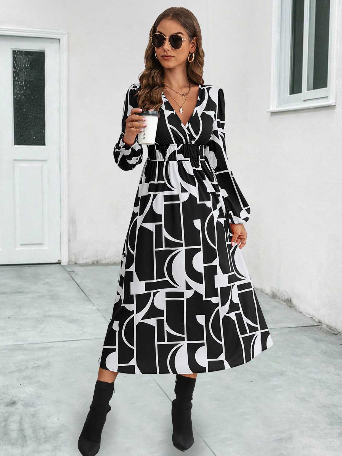 Honeybee Mumford's Surplice Neck Long Sleeve Midi Dress