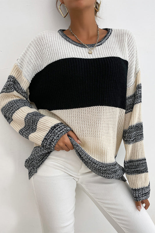 Honeybee Mumford's Striped Dropped Shoulder Pullover Sweater