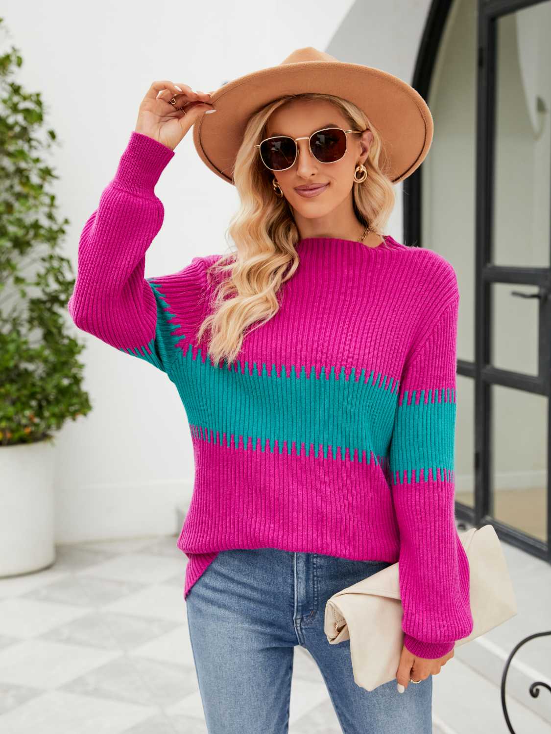 Honeybee Mumford's Contrast Round Neck Sweater