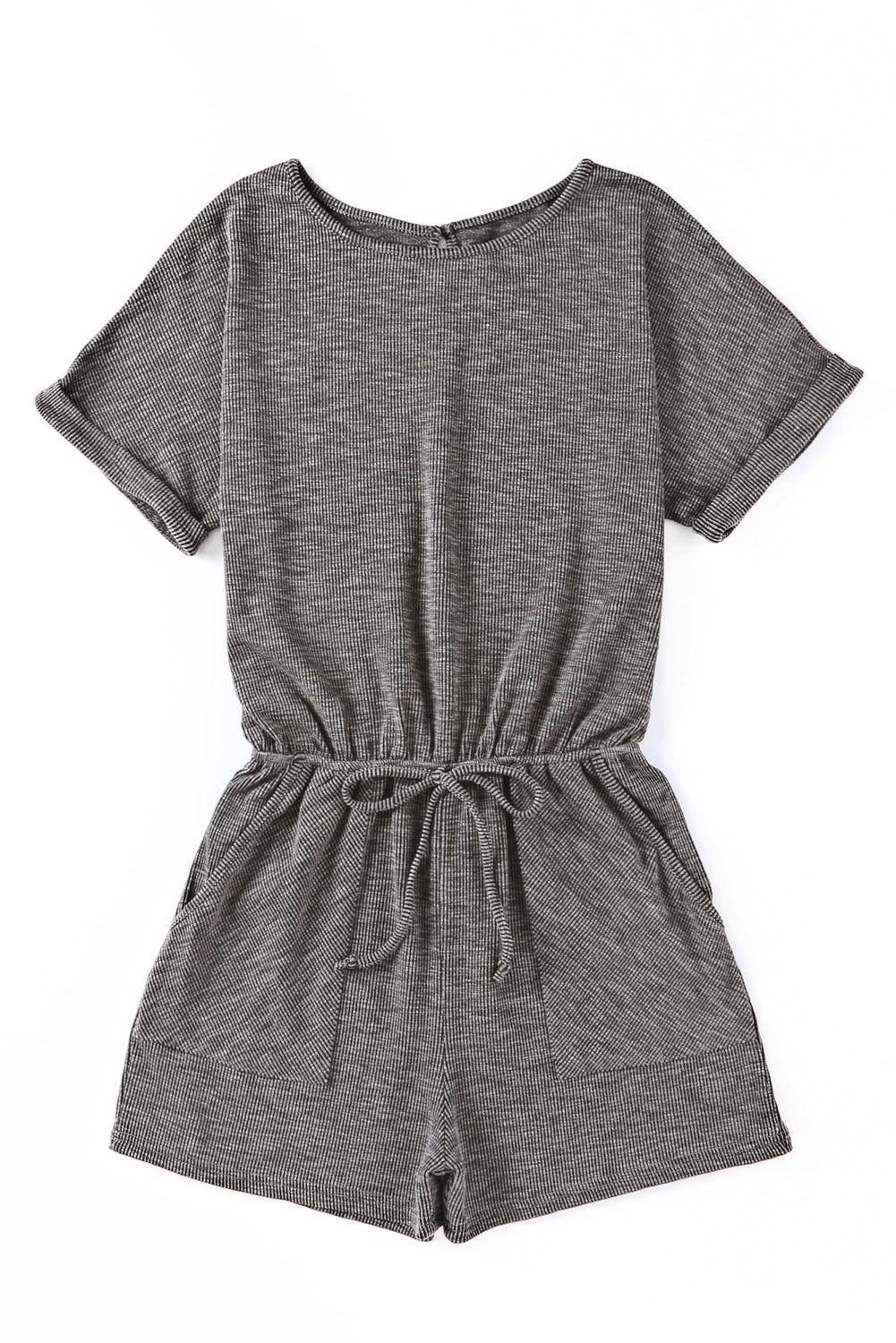 Honeybee Mumford's Gray Ribbed Elastic Waist Romper