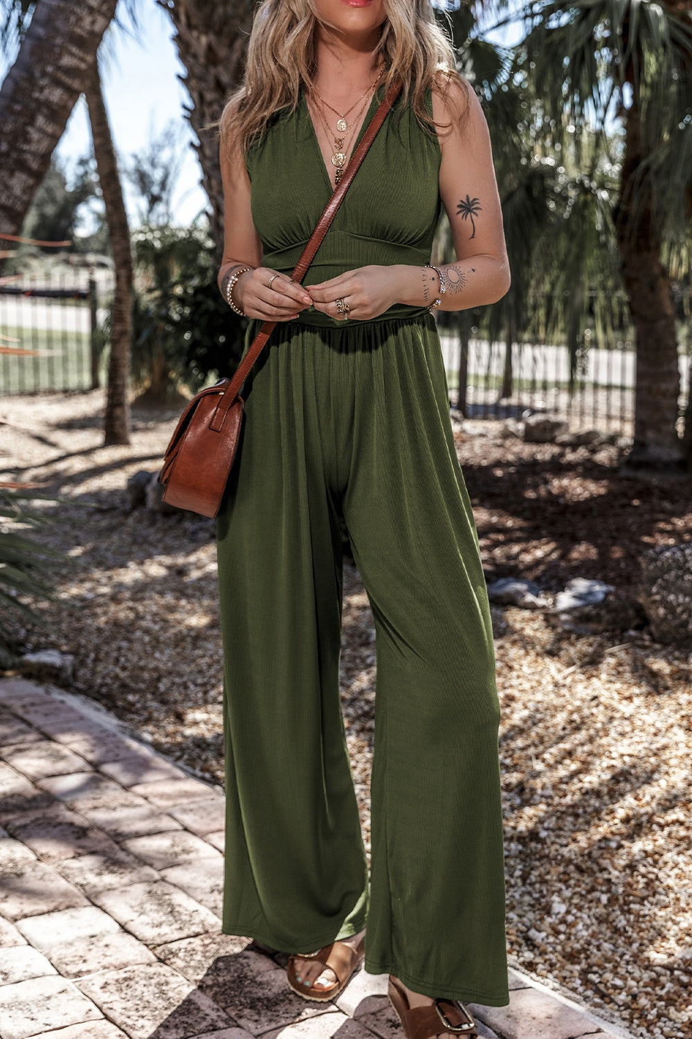 Honeybee Mumford's V-Neck Sleeveless Wide Leg Jumpsuit