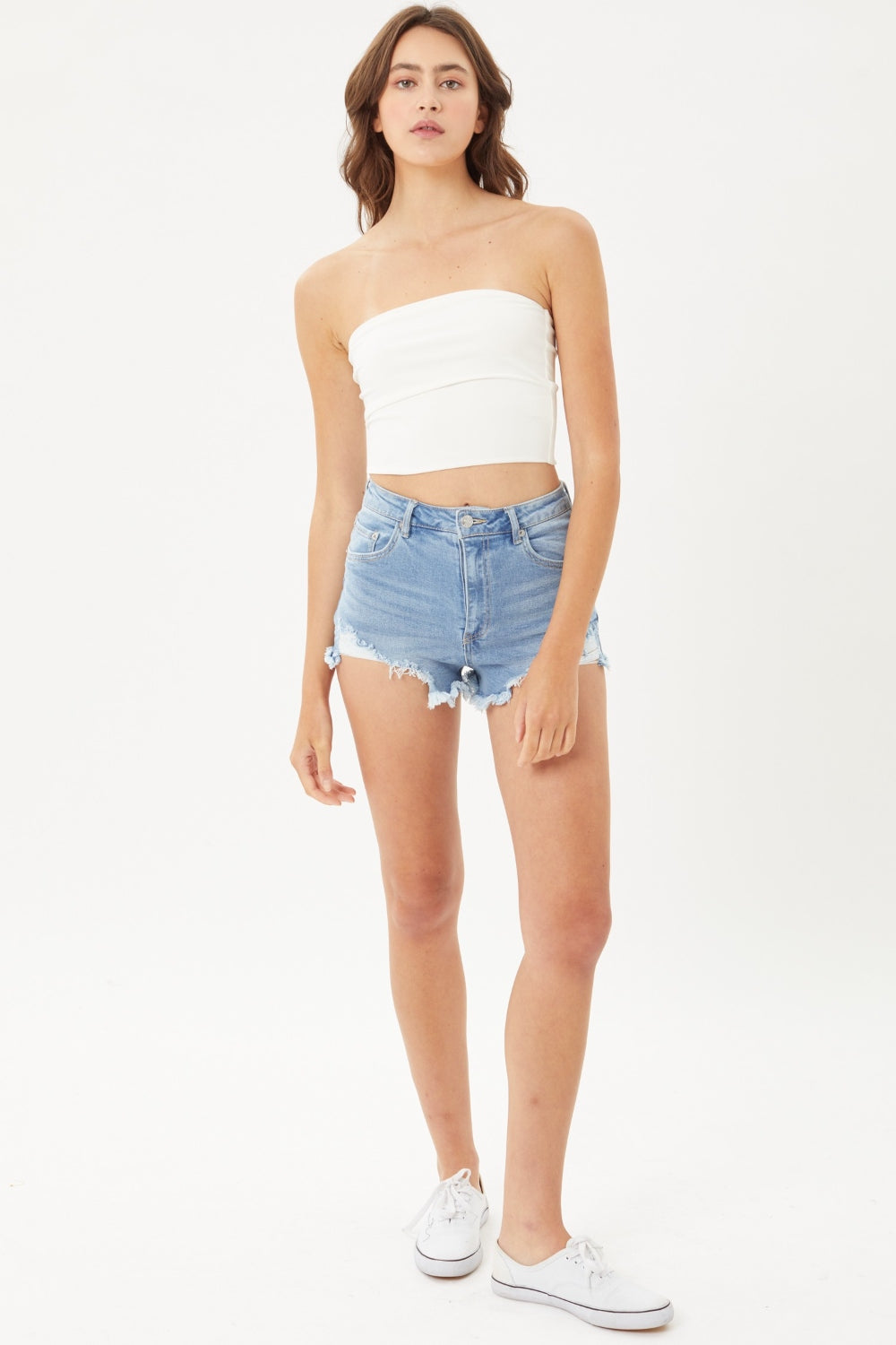 Honeybee Mumford's Raw Hem Cat's Whisker Denim Shorts