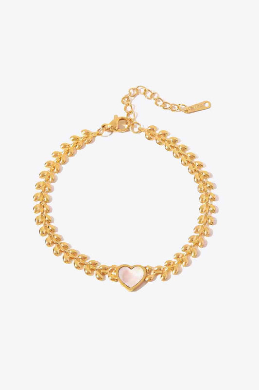 honeybee Mumford's Leaf Chain Heart Bracelet