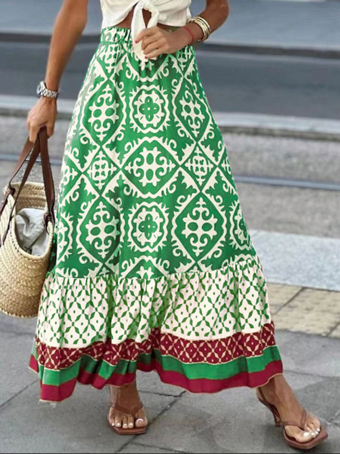 Honeybee Mumford's Geometric Elastic Waist Maxi Skirt