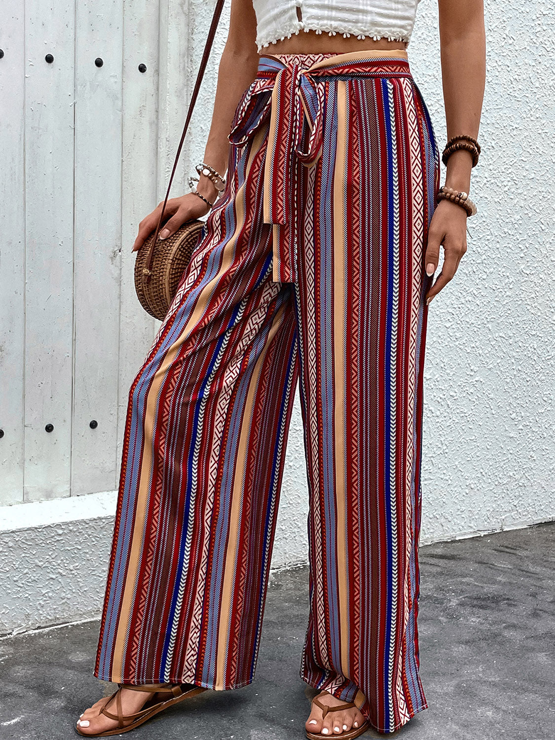 Honeybee Mumford's Tied Geometric Wide Leg Pants