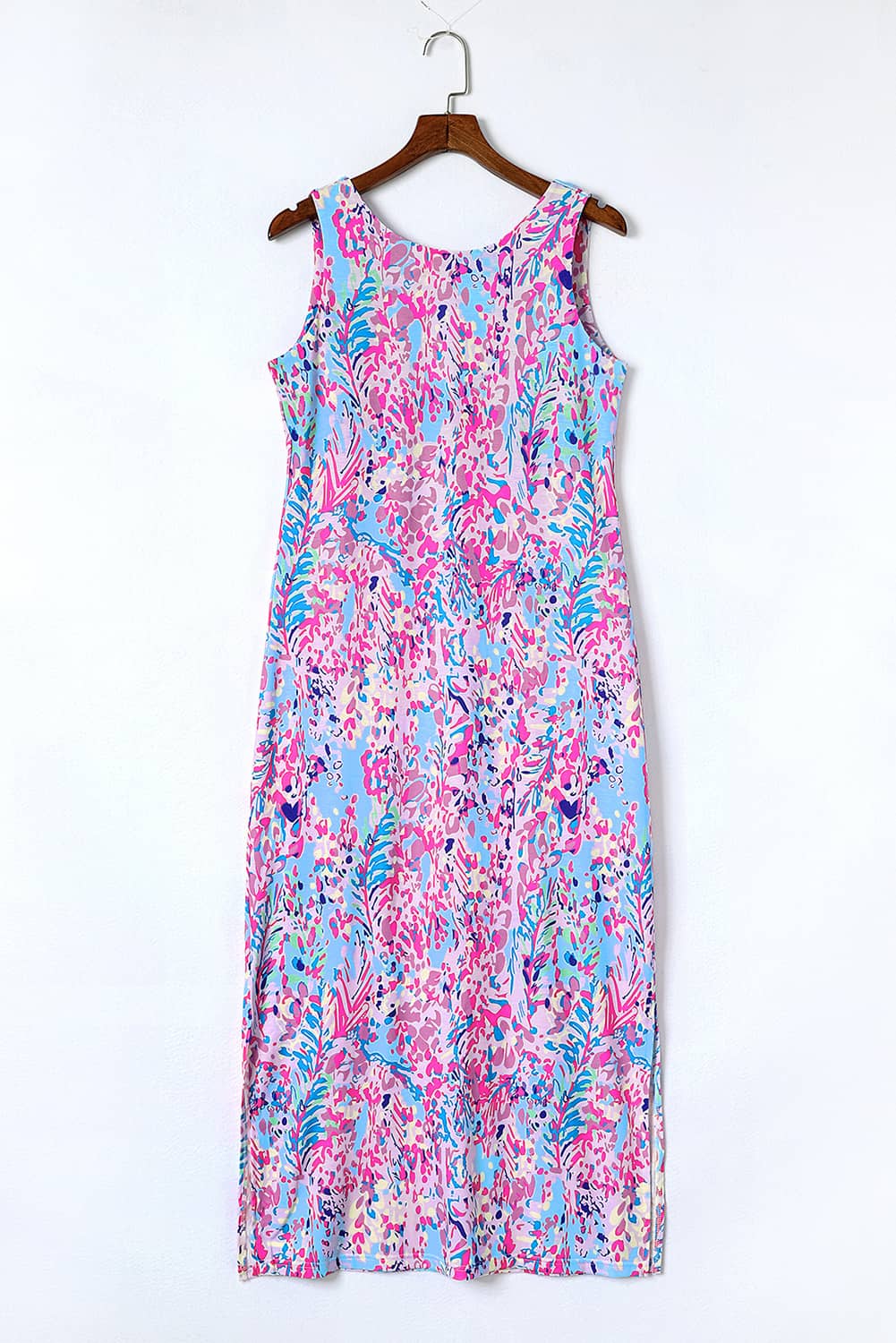 Honeybee Mumford's Purple Abstract Floral Print Sleeveless Maxi Dress