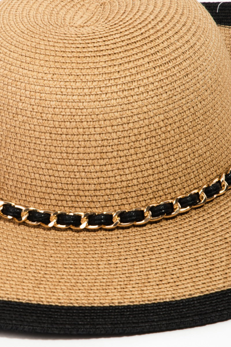 Honeybee Mumford's Chain Black Trim Straw Hat