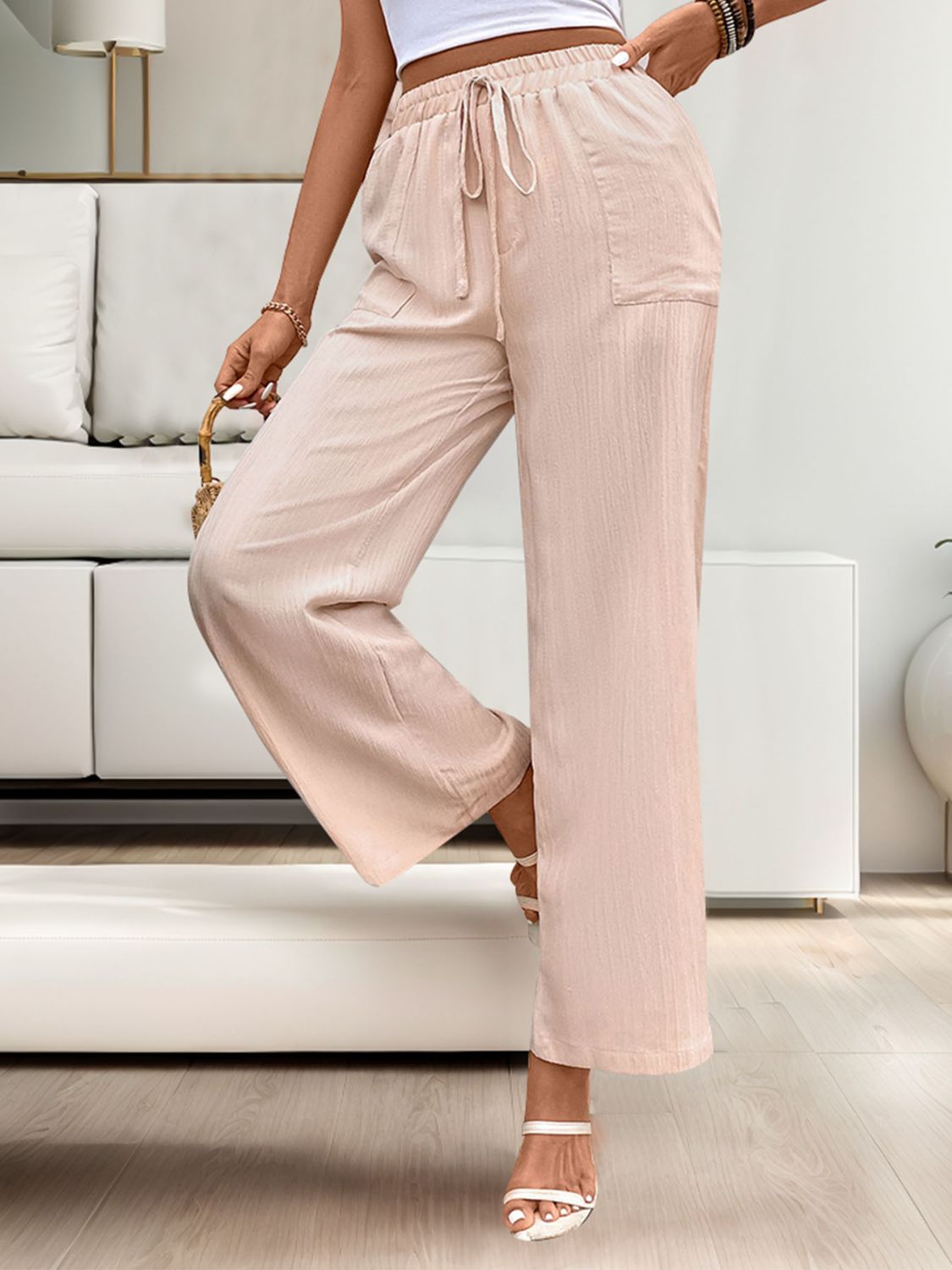 Honeybee Mumford's Tied Wide Leg Pants with Pockets