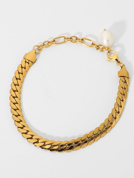 honeybee Mumford's Thick Curb Chain Bracelet with Pearl