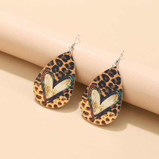 honeybee Mumford's Leather Leopard Teardrop Earrings