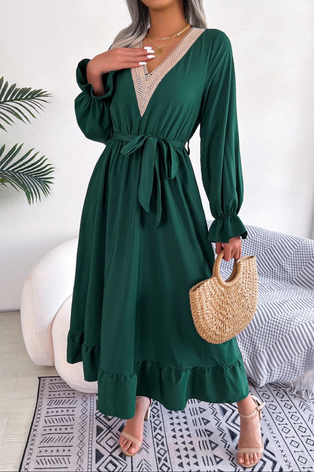 Honeybee Mumford's Long Sleeve Dress w/ Contrast Belted