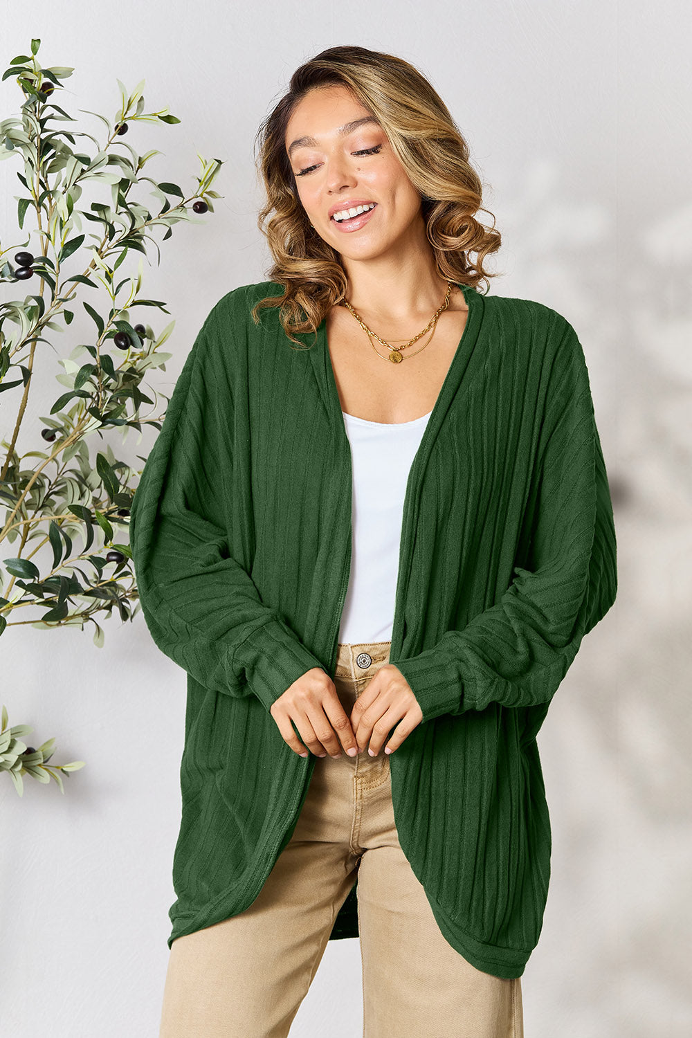 honeybee Mumford's Ribbed Cocoon Cardigan( Black, Khaki, Dark Blue and more )