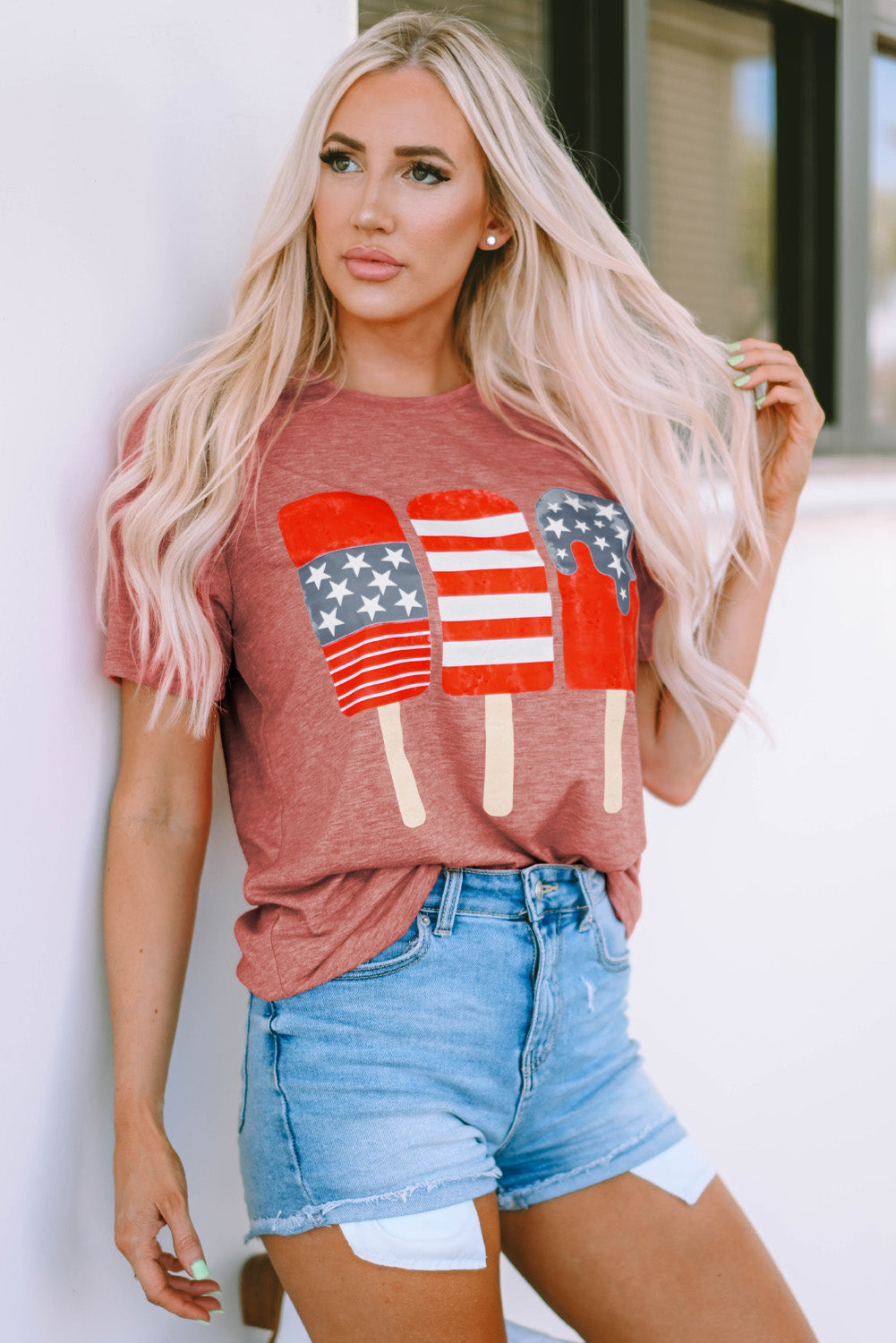 Honeybee Mumford's US Flag Round Neck Short Sleeve T-Shirt