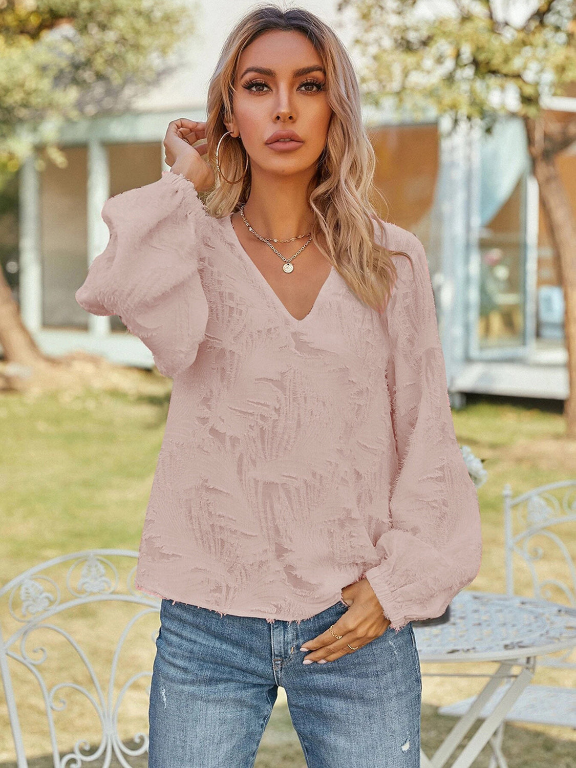 Honeybee Mumford's V-Neck Long Sleeve Blouse