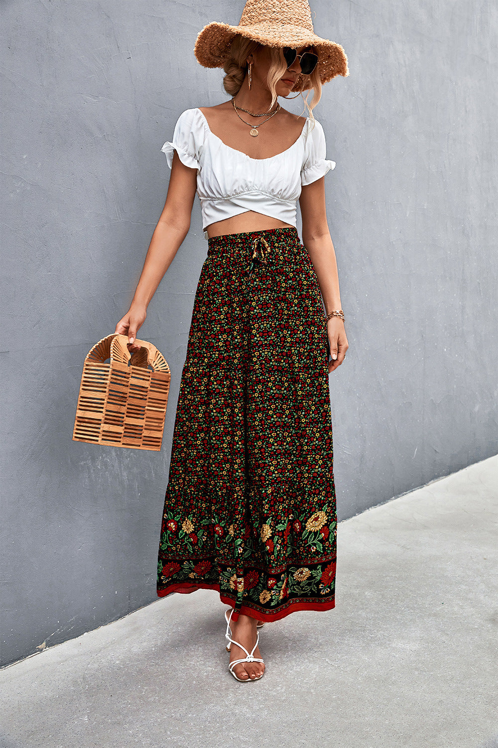 Honeybee Mumford's Floral Tied Maxi Skirt