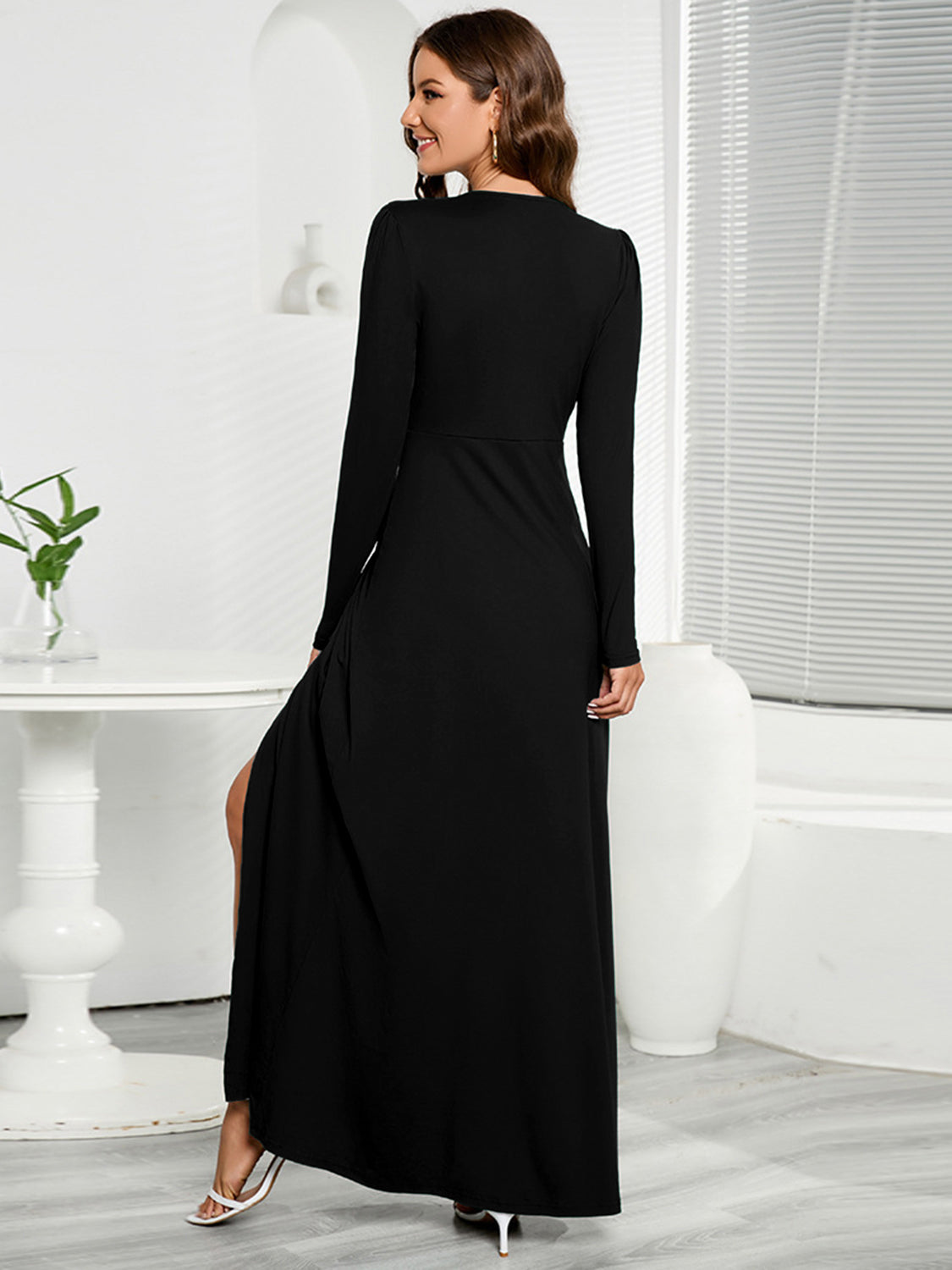 Honeybee Mumford's V-Neck Long Sleeve Split Dress