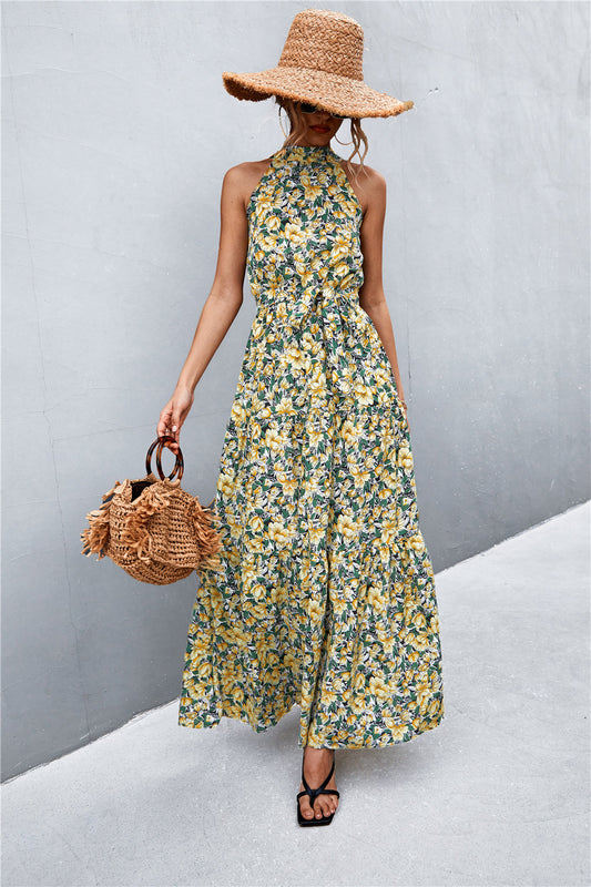 Honeybee Mumford's Printed Sleeveless Tie Waist Maxi Dress