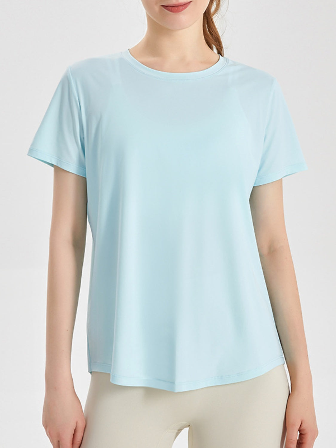 Honeybee Mumford's Slit Round Neck Short Sleeve Active T-Shirt