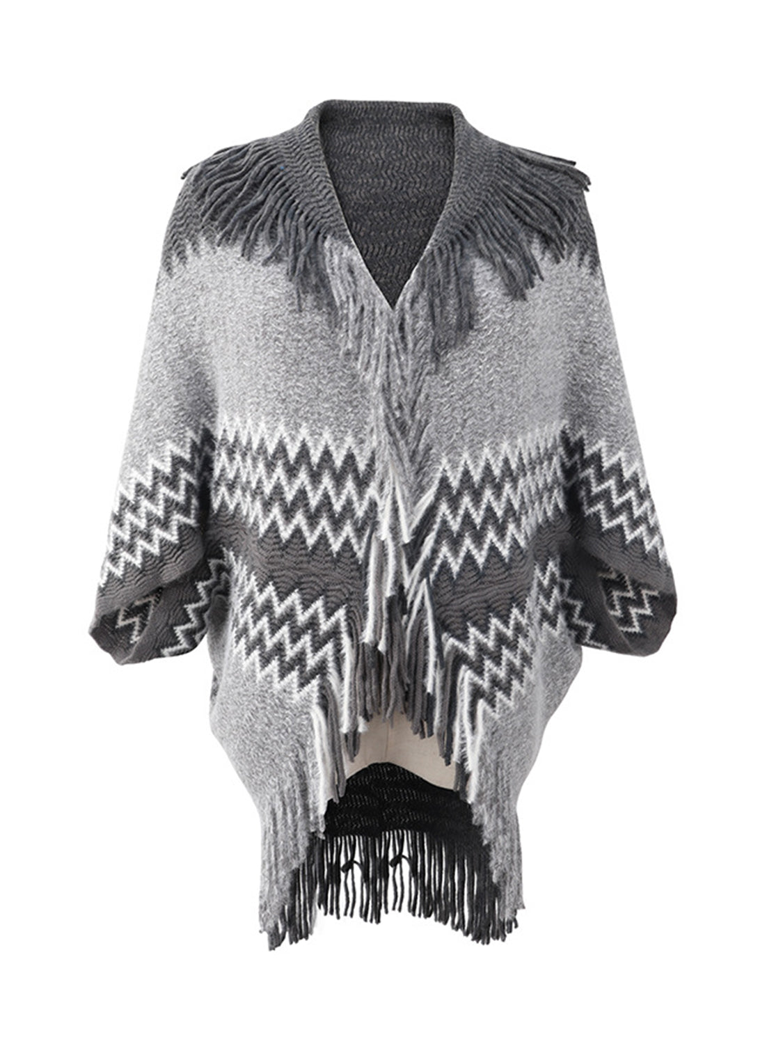 Honeybee Mumford's Geometric Fringe Open Front Cardigan