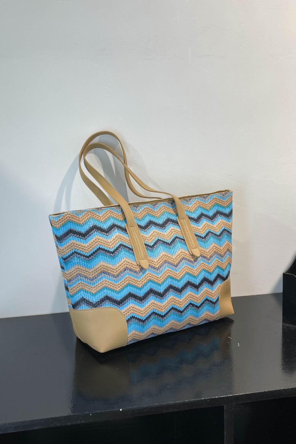 Honeybee Mumford's Chevron Straw Tote Bag