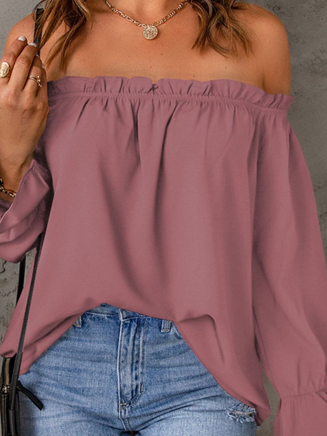 Honeybee Mumford's Off-Shoulder Flounce Sleeve Blouse