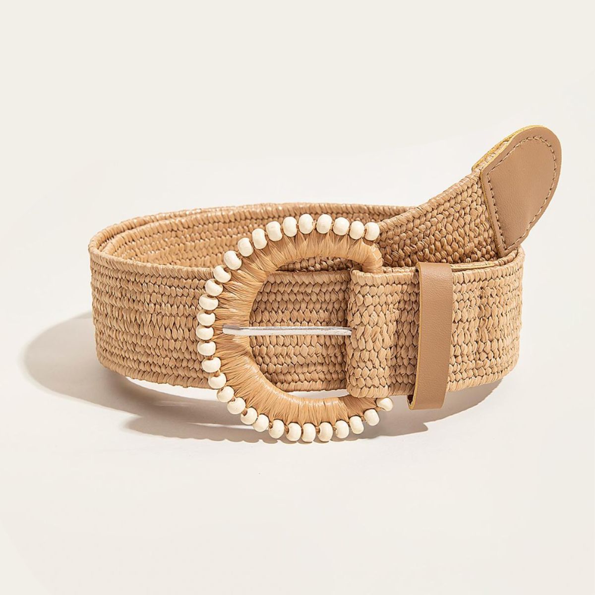 Honeybee Mumford's brown Bead Buckle Woven Belt