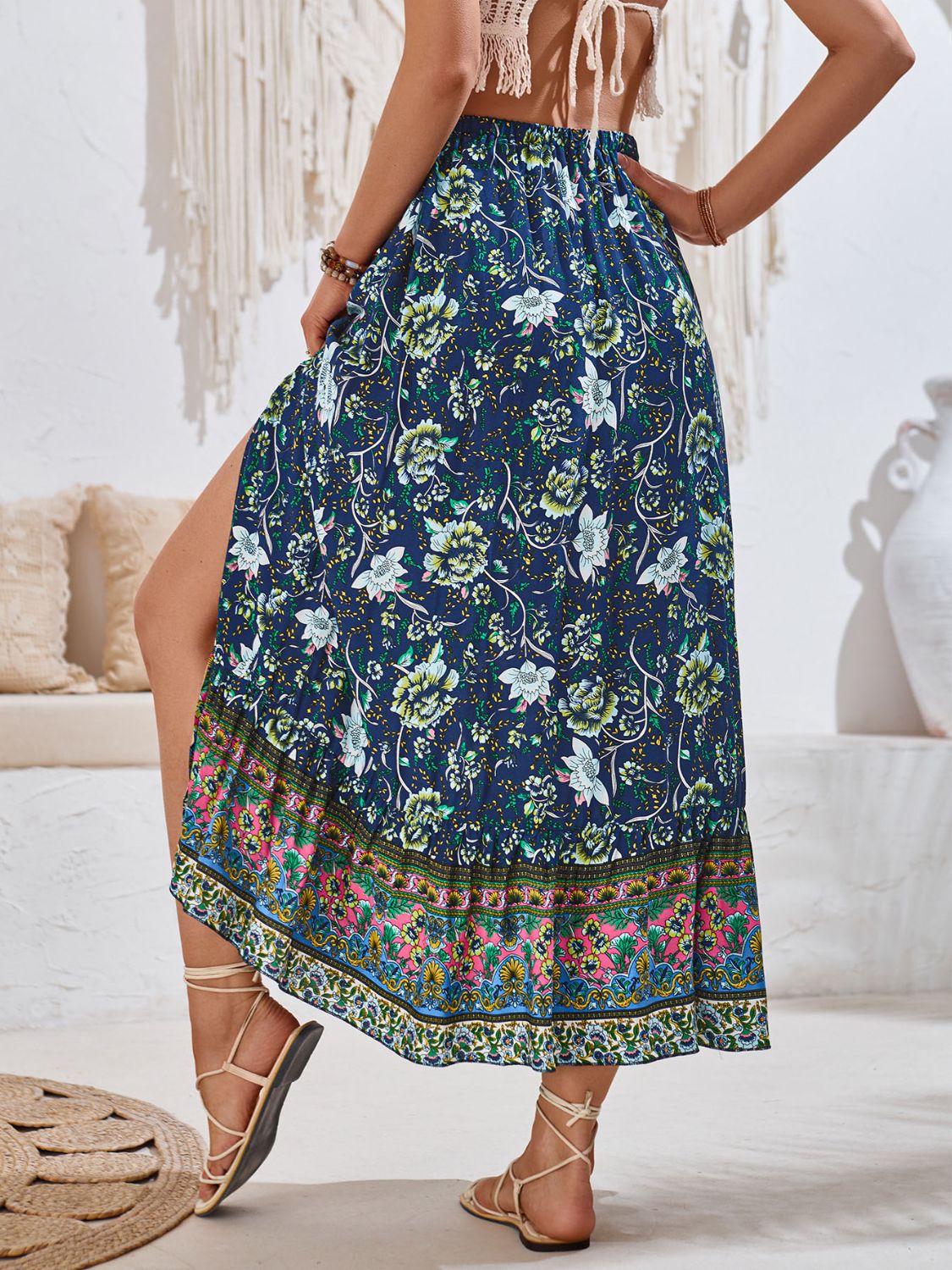 Honeybee Mumford's Tied Printed Midi Skirt