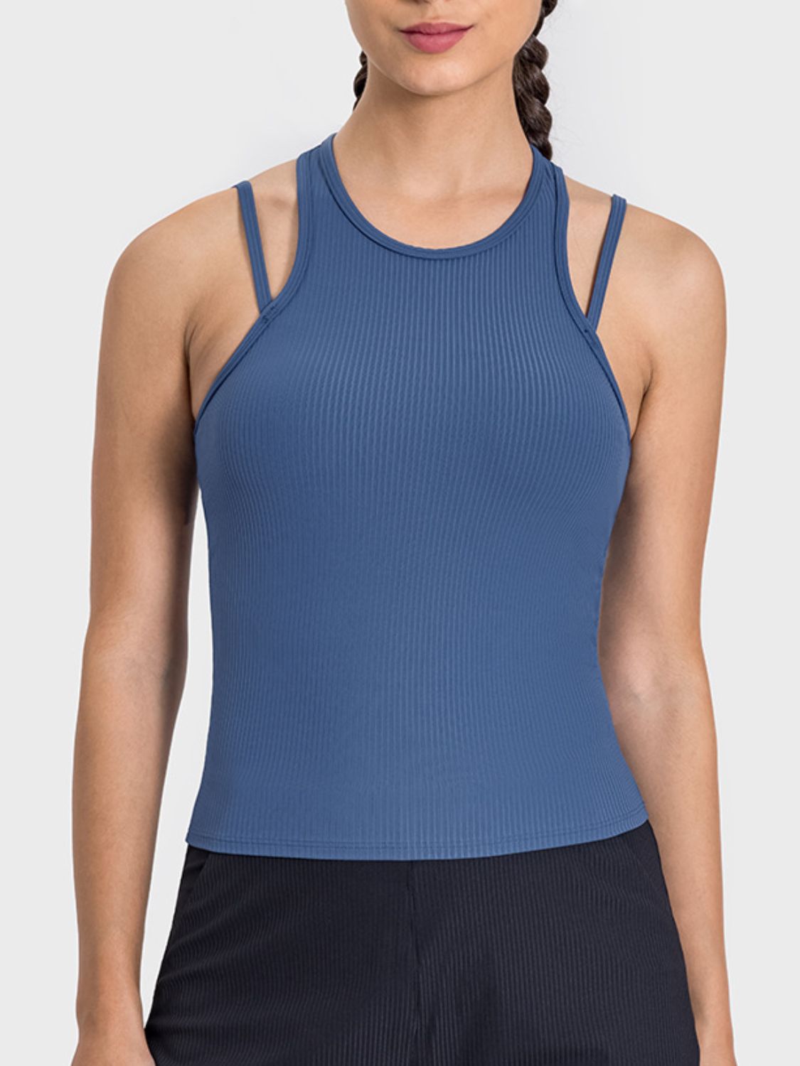 Honeybee Mumford's Cutout Round Neck Racerback Active Tank