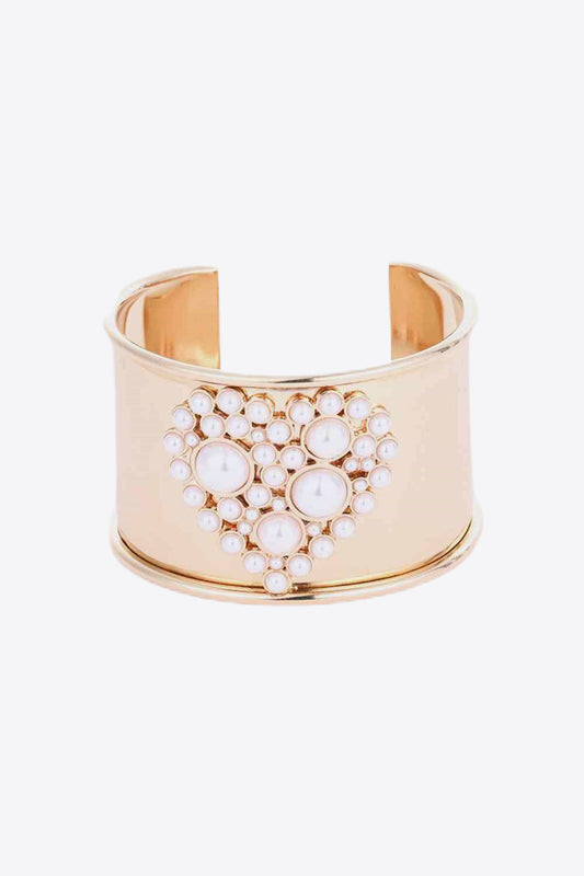 Honeybee Mumford's Heart Pearl Open Bracelet