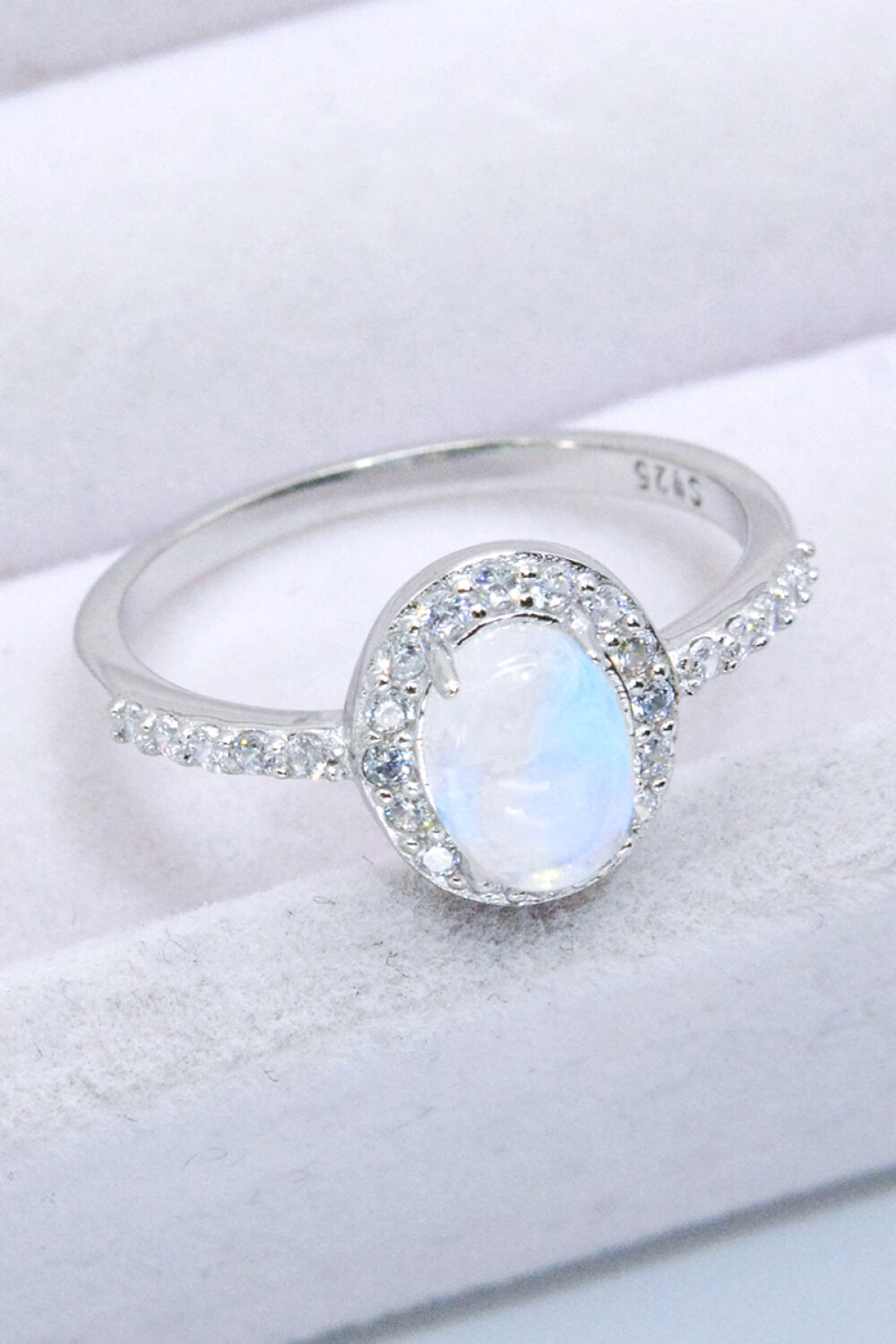 Honeybee Mumford's Silver Natural Moonstone Halo Ring