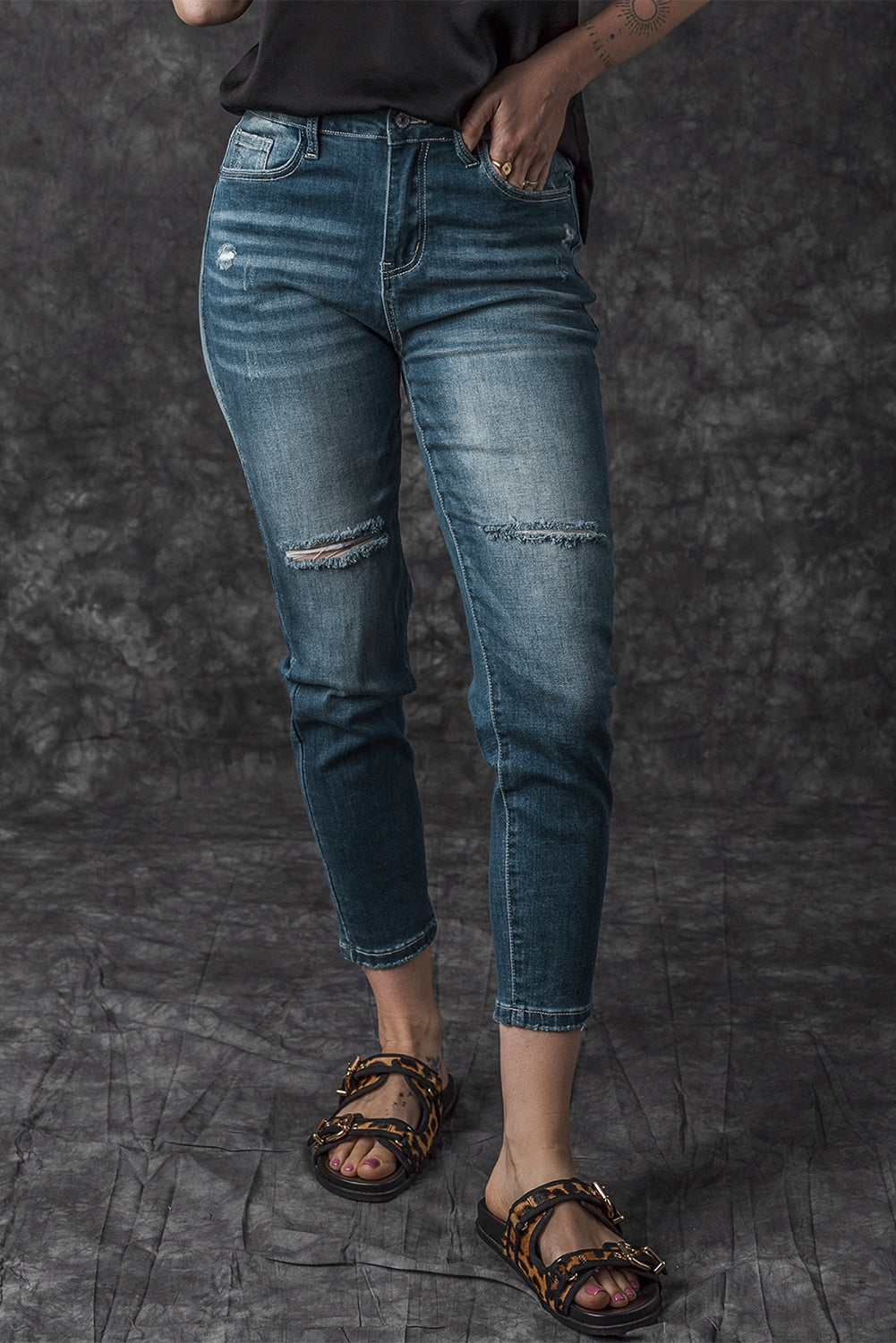 Honeybee Mumford's Blue Distressed Ripped Skinny Jeans