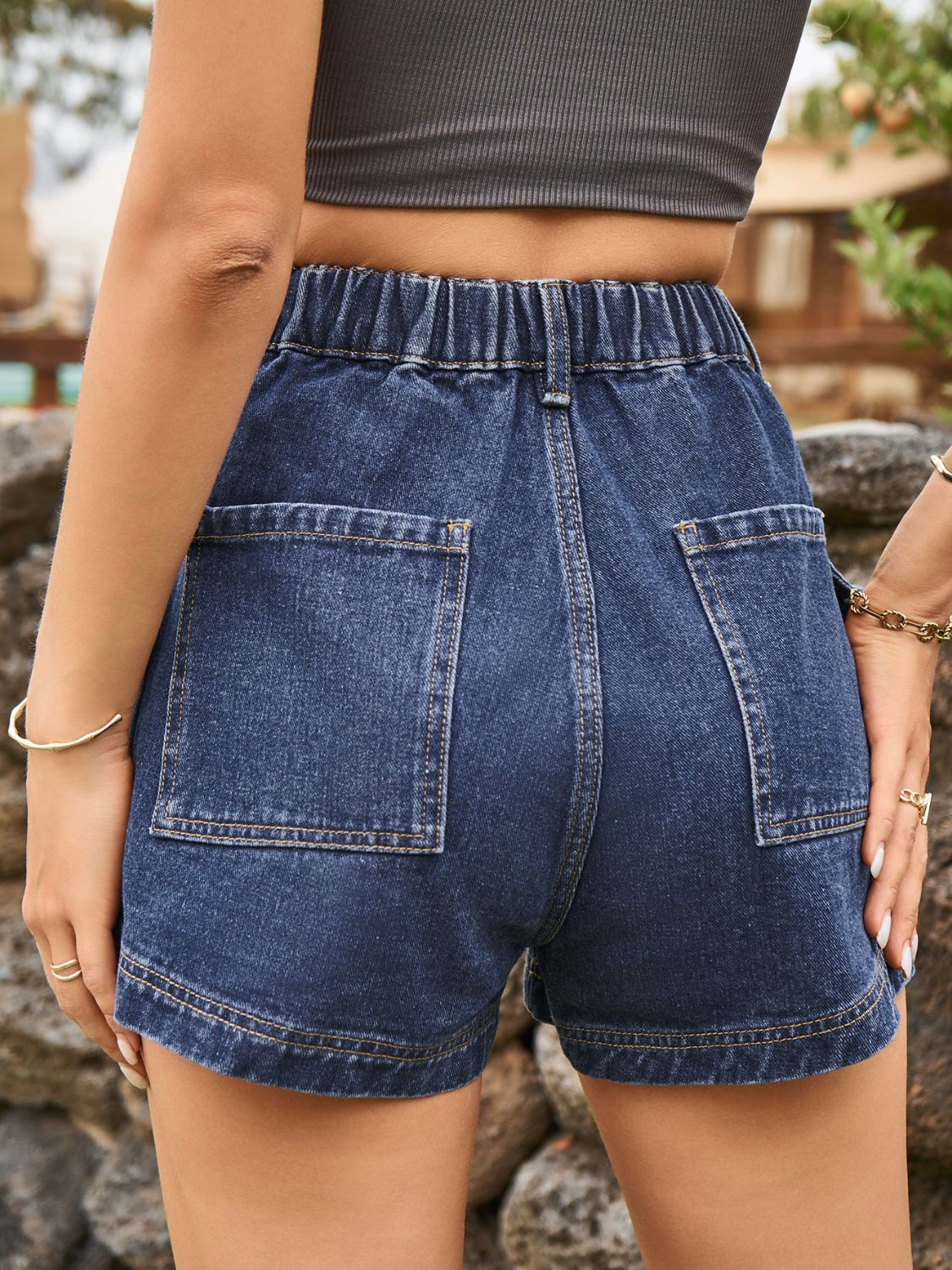 Honeybee Mumford's High Waist Denim Shorts with Pockets